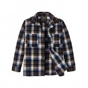 NEW FILSON men's wool jac-shirt in brown multicolor plaid